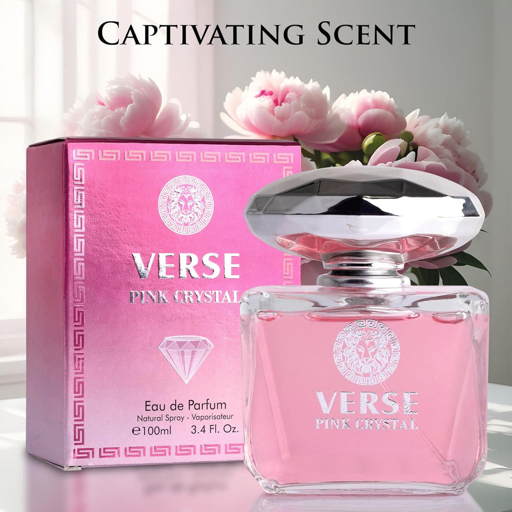Verse Pink Crystal Eau De Parfum for Women - Floral & Fruity Scent with Pomegranate & Yuzu - 100ml Elegant Bottle