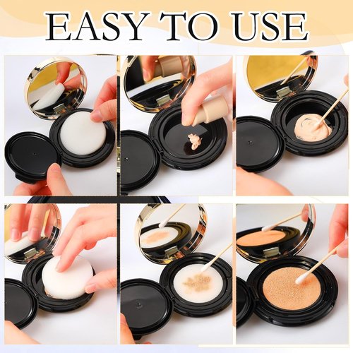 Patelai 7 Pcs Black Makeup Sponge Holder - Portable Refillable Foundation Container with Extra Sponges & Mirror