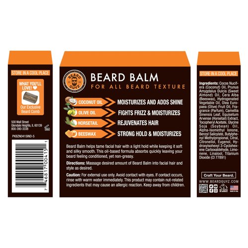Beard Guyz Beard Balm – Beard Conditioner and Styler for Men, Softens, Tames, and Moisturizes Facial Hair, 3 oz