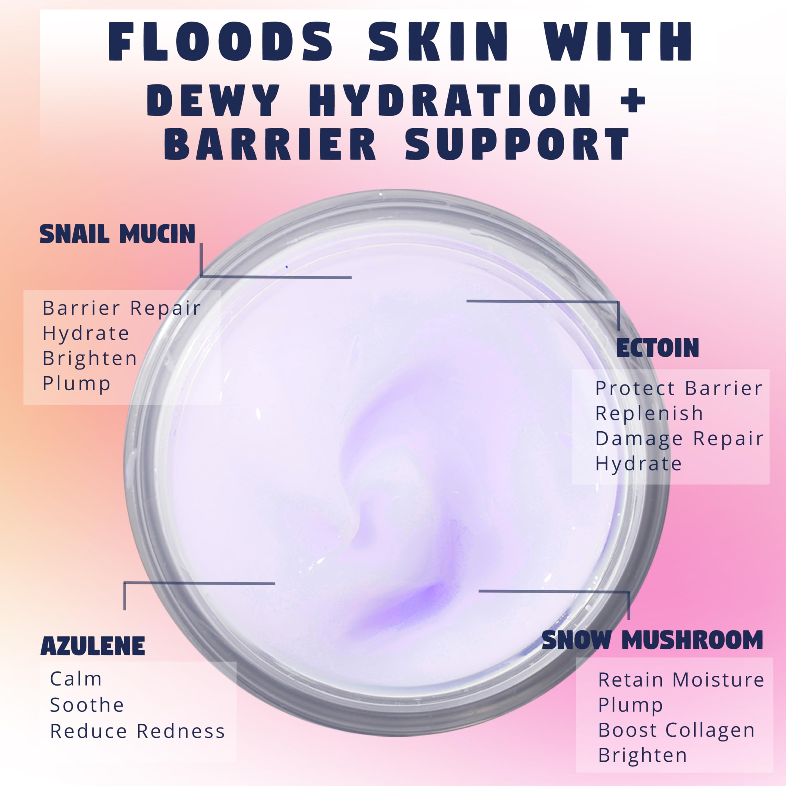 Zen Dew Moon Milk Snail Mucin Moisturizer Gel Cream (3.52 oz) Korean Snail Mucin Serum Cream that Replenishes Moisture & Leaves Skin Brighter, Plumper, Soothed & Smooth