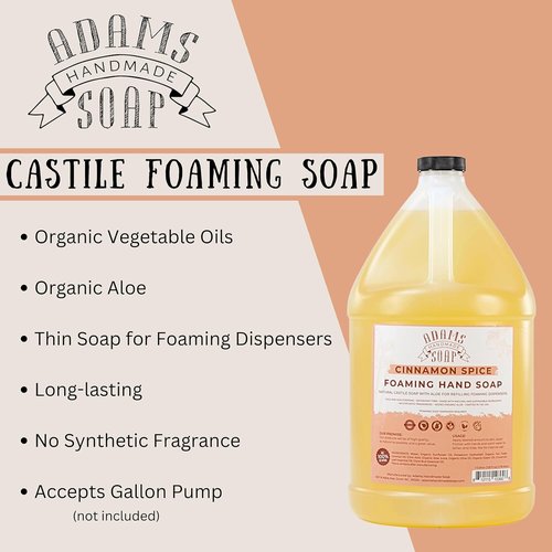 Adams Handmade Soap | Liquid Foaming Soap - Cinnamon Spice, 1 Gallon Size