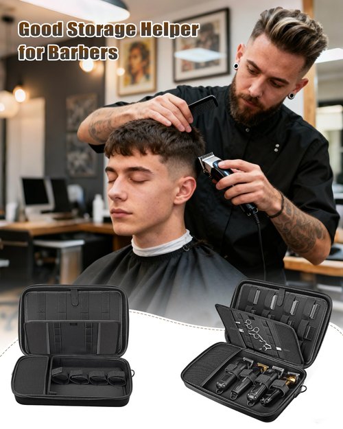 KiddoCraze Barber Bags for Hair Clippers and Supplies, Hair Cutting Barber Case Supplies Organizer, Hair Trimmer Organizer for Men Razor Guard Grooming Kits (Case Only)
