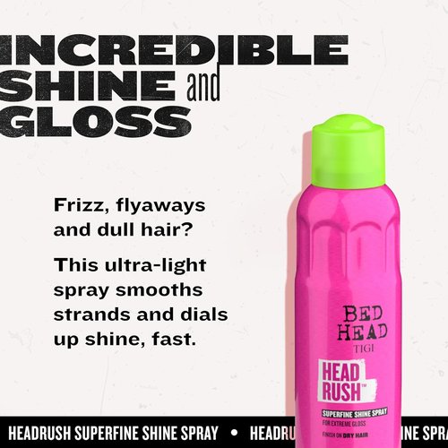 Bed Head by TIGI Headrush Shine Spray - Fragrance & Frizz Control for Smooth, Shiny Hair | 5.3 oz