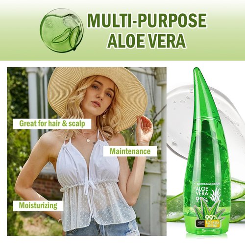 99% Organic Aloe Vera Gel,Aloe Vera Soothing Gel,Natural Moisturizing Lotion for Soothing Skin Care,Long Lasting Moisturizing body Lotion,After Sun Skin Care Cream for Face and Skin (260ml)