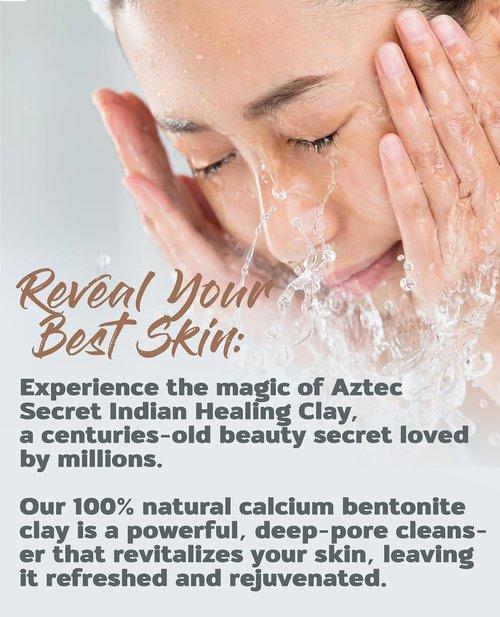Aztec Secret – Indian Healing Clay 16 Oz | Deep Pore Cleansing Facial & Body Mask – 100% Natural Calcium Bentonite Clay