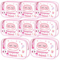 Aliceset 8 Pcs Sleepover Party Supplies Sleepover Squad Makeup Bags Slumber Birthday Party Favors Spa Squad Cosmetic Bag Spa Stuff Waterproof Toiletry Pouches Overnight Decorations(Pink)
