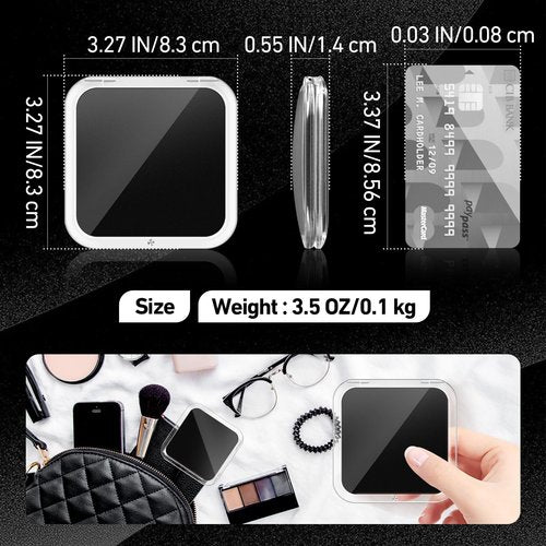 30X Magnifying Mirror, Compact Travel Mirror for Purse & Pocket, Double-Sided 1X/30X HD Makeup Mirror with Tweezers - Portable Mirror for Eyebrow Plucking, Daily Beauty & Travel Essentials, Black