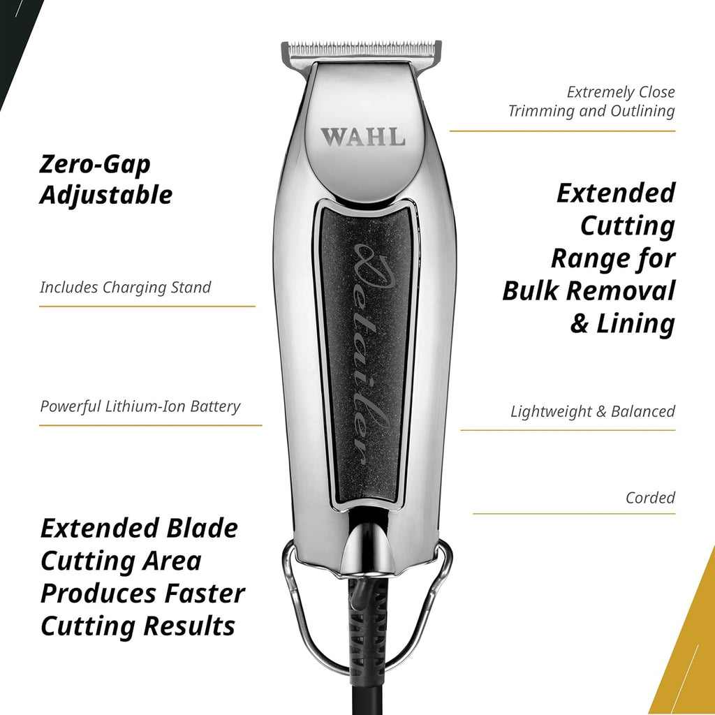 Wahl Professional Detailer Trimmer - Adjustable T-Blade | Corded, Lightweight with 3 Guides & Accessories