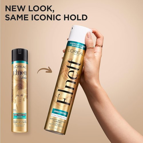 L'Oreal Paris Elnett Satin Extra Strong Hold Hairspray - Unscented, 11 Ounce (Pack of 2)