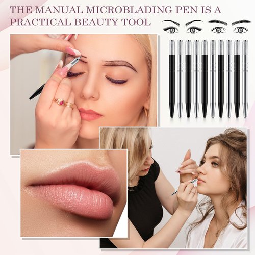 Gisafai 50 Pcs Microblading Pen Manual Eyebrow Pens Supplies Aluminum Microblade Pen Tool Holder Hand Tools for Makeup Supplies Salons(Silver, Black)