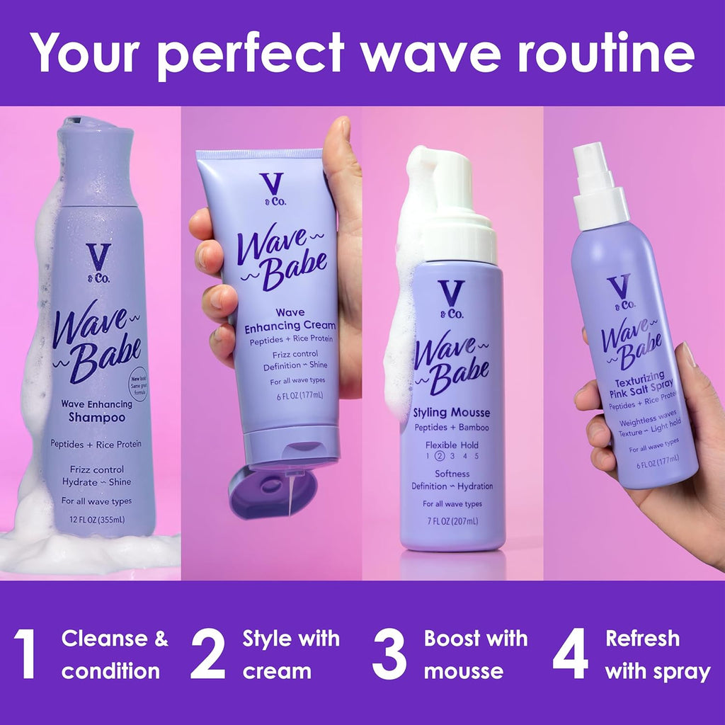 V&Co. Beauty Wave Babe Styling Mousse - Lightweight Hold for Effortless Waves | 8 oz