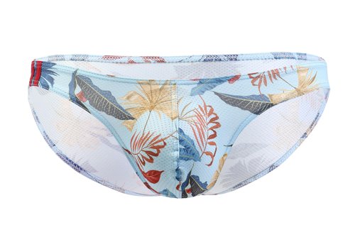 Maiclaice Men's Spandex Low Rise Printed Bikini Eyelet Briefs Underwear Sky Blue