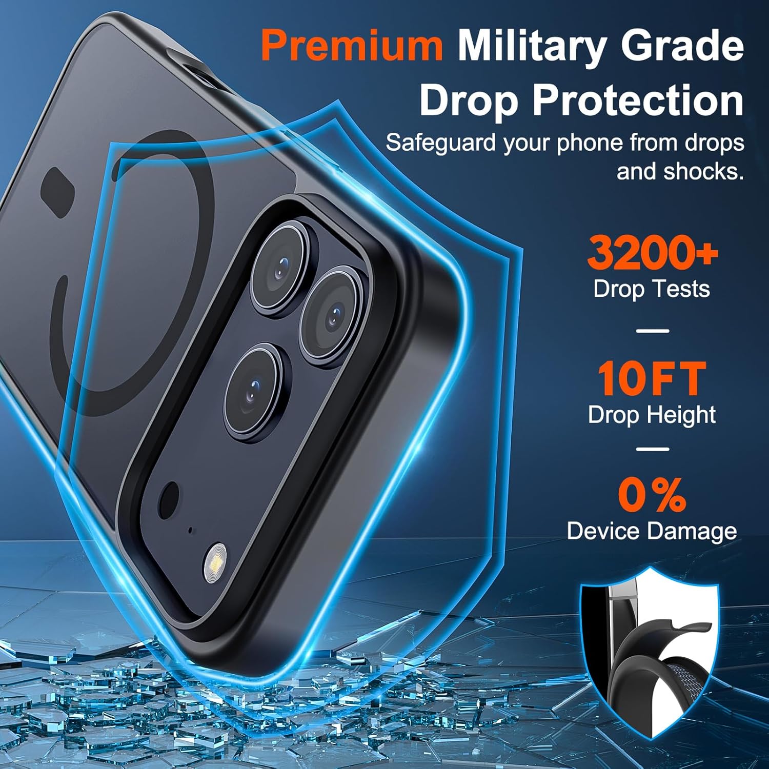 SUPFINE iPhone 17 Pro Max Case - Military Grade Drop Protection | Translucent Matte, Shockproof, Black