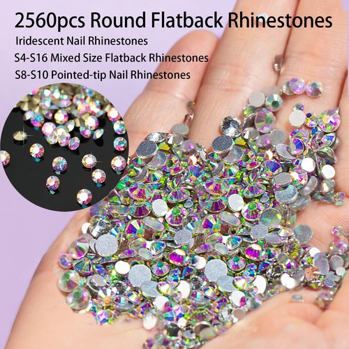 8000pcs Nail Gems and Rhinestones for Nails Art, 240 Shaped Glass AB Crystals Nail Charms for Nails Design, 3D Nail Charms and Gems Nail Jewels, Nail Diamonds Rhinestones Kit w/Wax Pencil, Tweezer