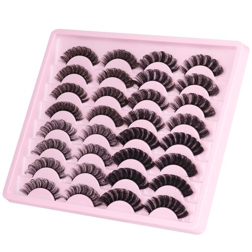 Russian Strip Lashes D Curly False Eyelashes Wispy 4 Styles Fake Eyelashes Natural Russian Eyelashes Fuzzy Mink Lashes that Look Like Extensions 16 Pairs ALICROWN