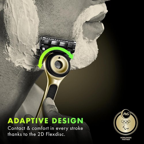 GilletteLabs Razor for Men | Champion Gold Edition with Exfoliating Bar - Includes Handle & Blade Refill