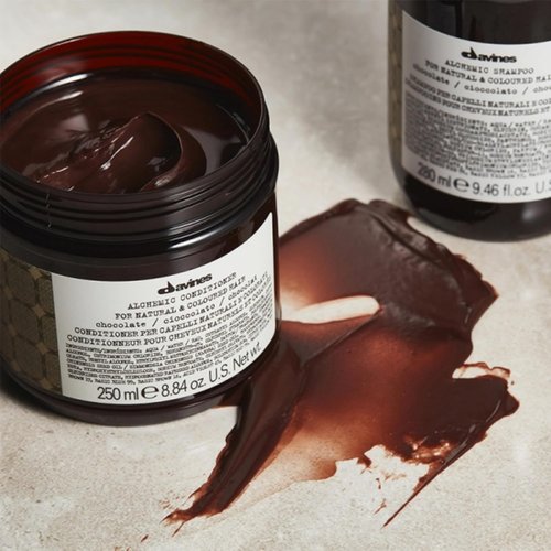 Davines Alchemic Conditioner - Chocolate Color Depositing Cream for Dark Hair | Hydrates & Intensifies Brunette Tones, 8.45 Fl Oz