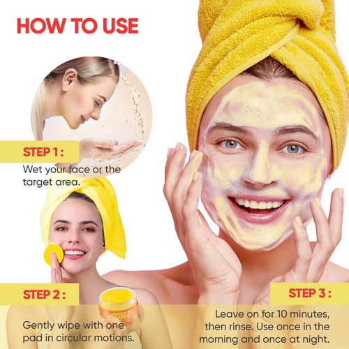 Turmeric Kojic Acid Cleansing Pads : 50pcs Turmeric Exfoliating Pad for Face - Balance Oil & Moisture, Gentle Round Cotton Pads for Face -Travel Friendly