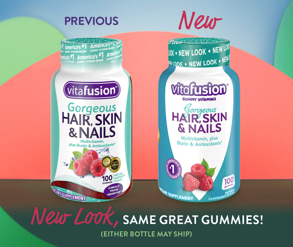 Vitafusion Gorgeous Hair, Skin & Nails Multivitamin Gummy Vitamins, 100ct (Pack of 2)