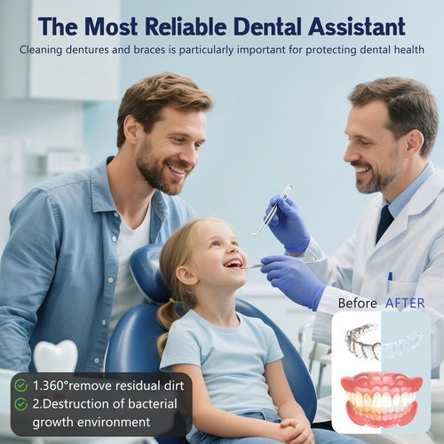2025 upgraded 3-in-1 version Ultrasonic Retainer Cleaner Machine, degassing technology+ultrasonic+UV, with a 5-fold increase in cleaning efficiency for Dentures, Mouth Guards, Braces, Jewelry