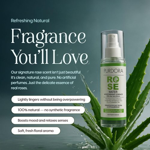 Rose Water Face Mist Toner by [Brand Name] - Hydrating Aloe Vera & Hyaluronic Acid Spray for Redness Relief - 4.05 fl oz