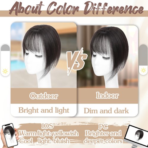 DinkyTims Hair Toppers for Women Real Human Hair - 360° Coverage Deep Brown Black Clip In Topper with Bangs for Thinning Hair Upgraded 5×9 cm Silk Base Ideal for Everyday Use