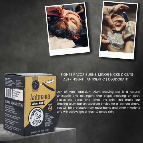 AATMANA Shaving Alum Bar 100g x 2 | Premium Quality Potassium Alum Bars, 3.53oz Each | Stops Bleeding Due to Minor Nicks & Cuts After Shaving | Natural Body Deodrant