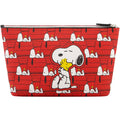 Concept One Peanuts Snoopy and Woodstock Women's Makeup Bag, Small Travel Cosmetic Zipper Pouch Organizer, Red