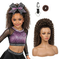 SEIKEA Cheer Ponytail Hair Piece, 100% Super Protein Fiber Curly Cheerleader Hairpiece Lightweight Fluffy Natural Soft 18" Ponytail Extension for Cheerleader Competition, Dance Mocha Melt