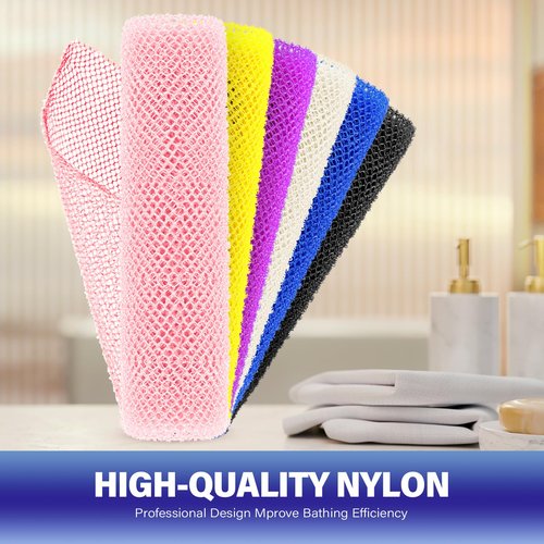 6 Pieces African Bath Sponge African Net Long Net Bath Sponge Transform Your Shower Routine with African Bath Sponges for Exfoliated, Silky Smooth Skin (Pink, Yellow, Purple, Blue, Black, Off-White)