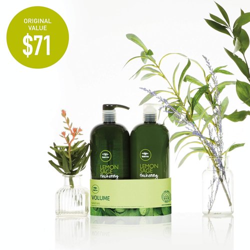 Paul Mitchell Tea Tree Thickening Duo Set - Lemon Sage Formula for Volume & Strength | 33.8 oz