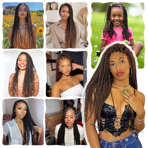 BAOTA Senegalese Twist Crochet Hair for Women Ombre Brown 12 Inch 8 Packs Short Crochet Hair for Black Women Pre Looped Small Braids Micro Twist Crochet Hair with Natural Ends T30