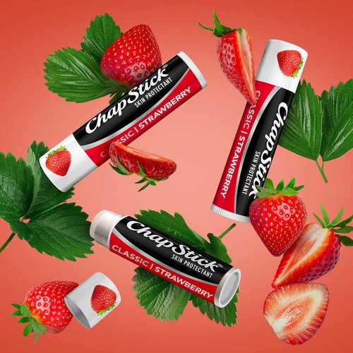 ChapStick Classic Strawberry Lip Balm - Moisturizing Lip Care | 0.15 Oz Tubes (Pack of 12)