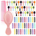 HOFASON 70 Pieces Bulk Mini Wet Hair Brush & Mini Comb Set for Kids Girls Women, Bridesmaid Gift, Spa Party Supplies, Summer Stuff, 35 Travel Small Brushes for Hair 35 Fine Wide Hair Combs for Boy Men