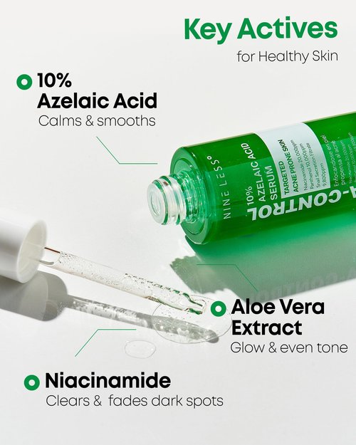 Nineless 10% Azelaic Acid Serum with Niacinamide & Snail Mucin - Redness Relief & Dark Spot Corrector for Face - Facial Serum for Acne-Prone, Oil Control & Pore Care 1.01 fl.oz
