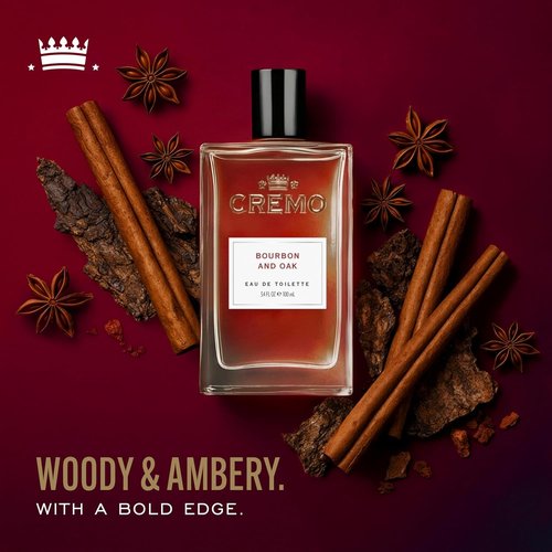 Cremo Cologne For Men - Bourbon & Oak Spray | Sophisticated Distiller’s Spice & Fine Bourbon, 3.4 Fl Oz