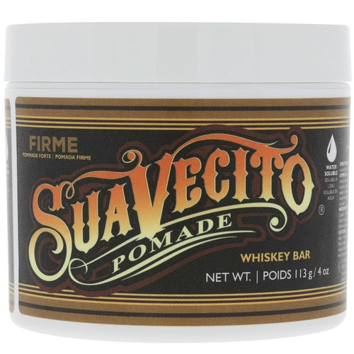 Suavecito Pomade Firme Hold - Whiskey Bar Scent 4 oz | Strong, Flake-Free Hair Gel for All Styles