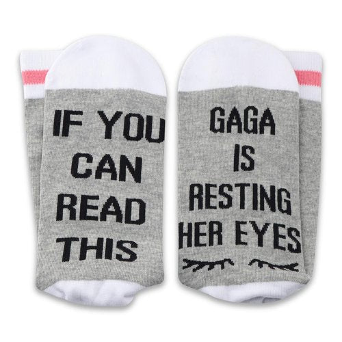2PAIRS Gaga Gift If You Can Read This Gaga Is Resting Her Eyes Socks Grandma Birthday Gift Mother's Day Gift (Gaga resting eyes)