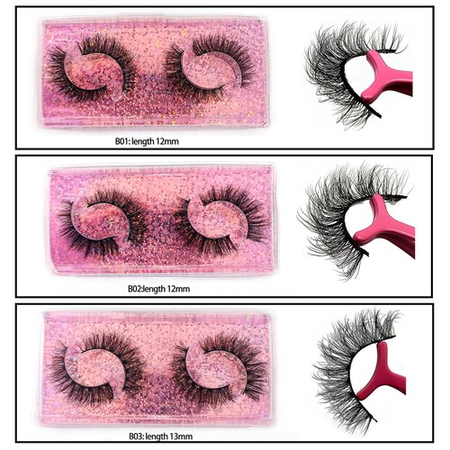 U-Hotmi Fluffy False Eyelashes 12-15mm Natural Look Lashes 10 Styles Faux Mink Lashes Bulk Total 20 pairs