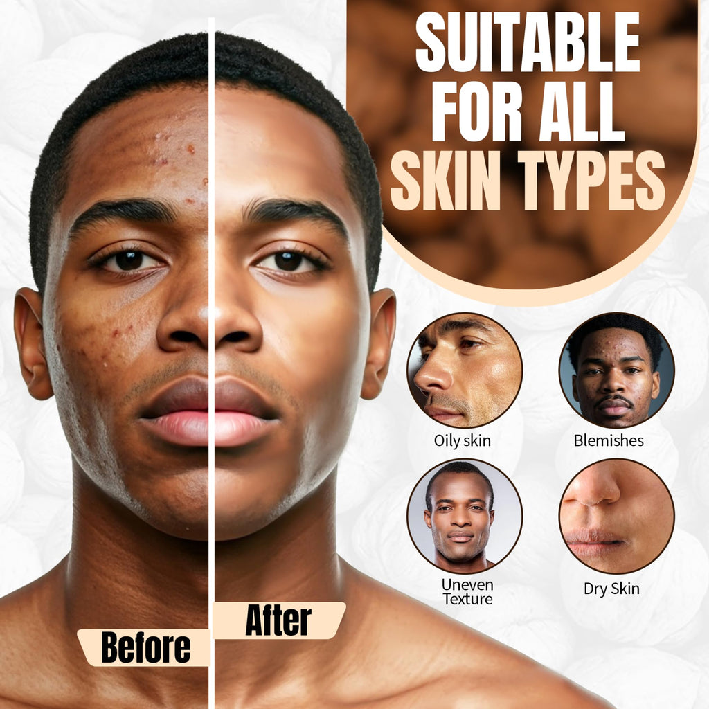 Walnut Face Scrub for Men – Gritty Exfoliating Facial Cleanser with Natural Oils Walnut Powder, Deep Clean, Clears Pores, Smooths Texture, Helps Men's Acne-Prone Skin – Non-Comedogenic, Cruelty-Free
