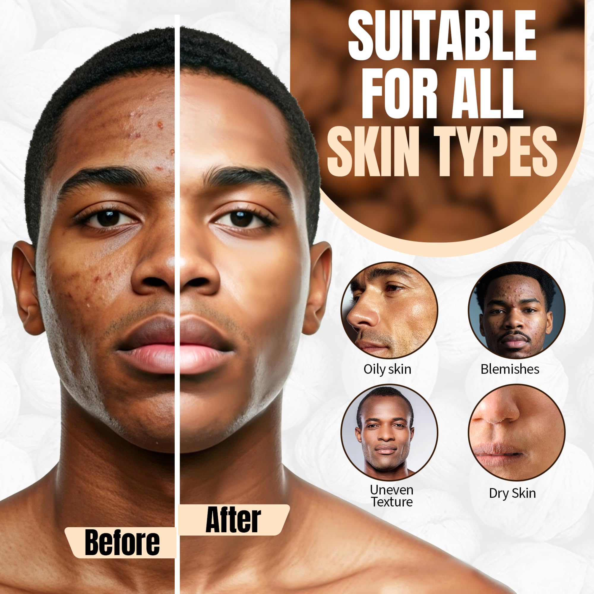 Walnut Face Scrub for Men – Gritty Exfoliating Facial Cleanser with Natural Oils Walnut Powder, Deep Clean, Clears Pores, Smooths Texture, Helps Men's Acne-Prone Skin – Non-Comedogenic, Cruelty-Free