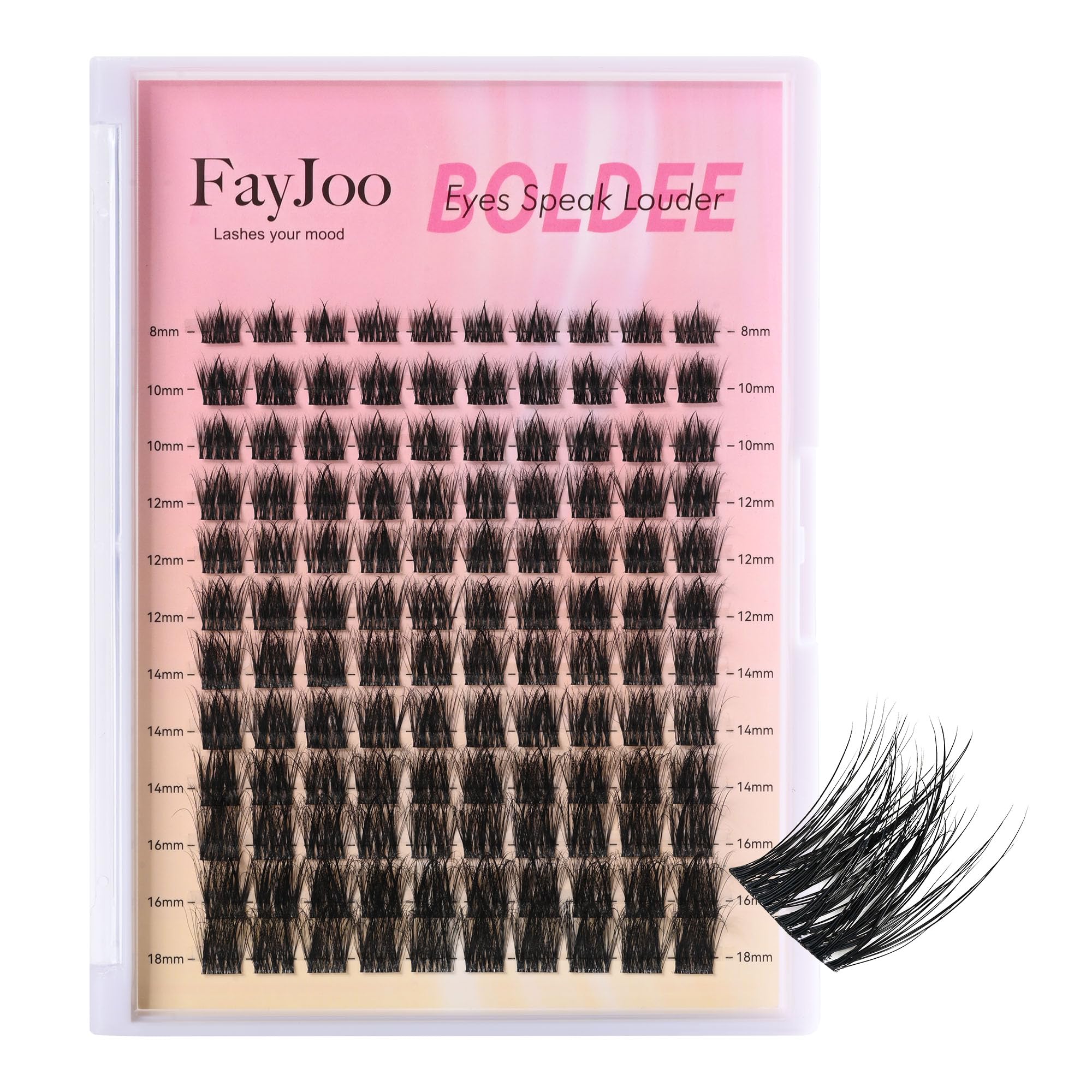 Volume & Soft Eyelash Clusters,C Curl Individual Lashes with 0.05mm Ultra-Thin Band, 8-18mm DIY Home Salon Thick Lash Extension, Reusable, Bold Glam for Daily Life or Events,FayJoo BOLDEE 13 Lash Only