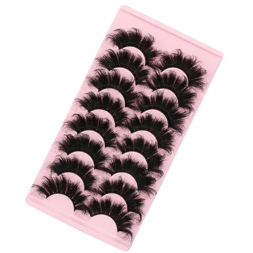 Gmagictobo False Eyelashes Dramatic 25MM Lashes 3D Faux Mink Lashes Wispy Pack Long Thick Volume Soft Strips False Lashes 8 Pairs Multipack