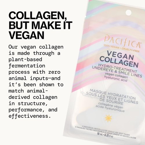Pacifica Vegan Collagen Undereye & Smile Line Patches - Hydrating Gel Pads for Fine Lines & Wrinkles, Unscented (2 Patches)