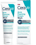CeraVe Acne Foaming Cream Wash - Gentle Face & Body Cleanser with 10% Benzoyl Peroxide | 5 Oz