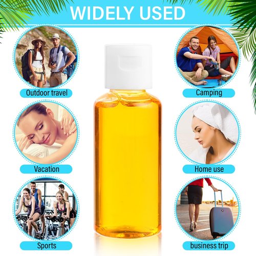 Mimorou 150 Pcs 1oz Travel Bottles Bulk for Toiletries Clear Small Travel Size Bottles Bulk Refillable Empty Containers for Shampoo Lotion Liquid Body Soap Cream Toiletries (White Cap)