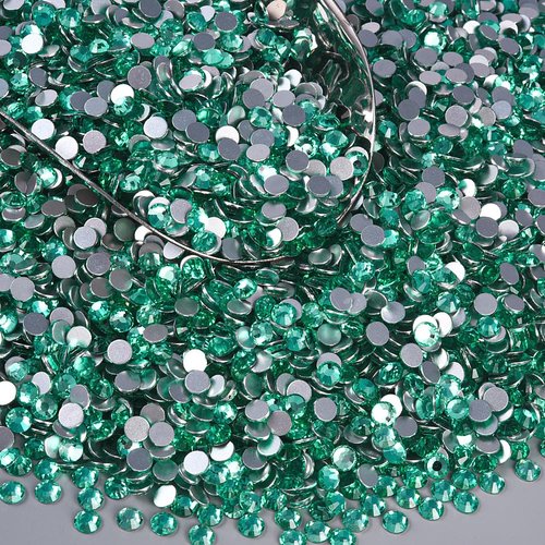 Blinginbox 1440 Pieces SS20/4.6-4.8mm Flat Back Crystal Rhinestones Round Gems for Nail Art,Mint