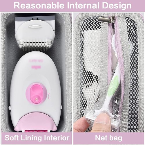Organizer Case for Braun Silk-epil 3/3-270 Epilator & Accessories – Hard Protective Travel Storage Box with Mesh Pocket, Holds Hair Removal Device, Shaver Head, Trimmer, Brush, Charger (Box Only)