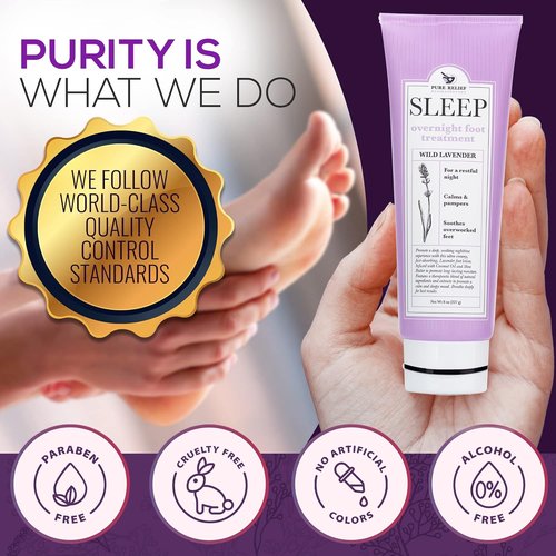 Pure Relief Foot Lotion - Moisturizing Lavender Cream with Shea Butter & Aloe for Dry Feet | 8 Oz
