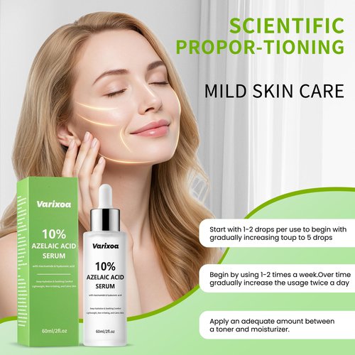 10% Azelaic acid Serum for face Inspired By Korean Skincare K Beauty Azalecic Acid Acido Azelaico Redness Soothing Serum with Azaleic acid, Hyaluronic Acid, Niacinamide, Spot Care(2FL.OZ/60 ML)
